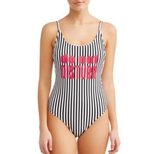 One piece striped bathing suit